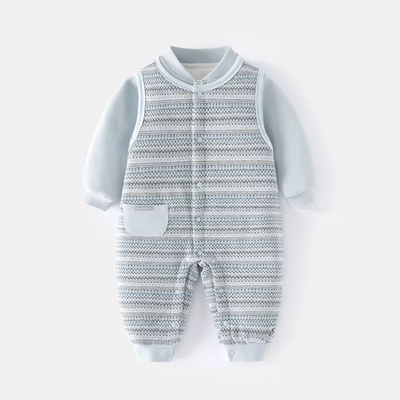 Ropa de invierno para recién nacidos, 2 piezas, ropa coreana informal a rayas de algodón, Tops cálidos de manga larga + monos, ropa de Boutique para bebé BC699 - imagen 3