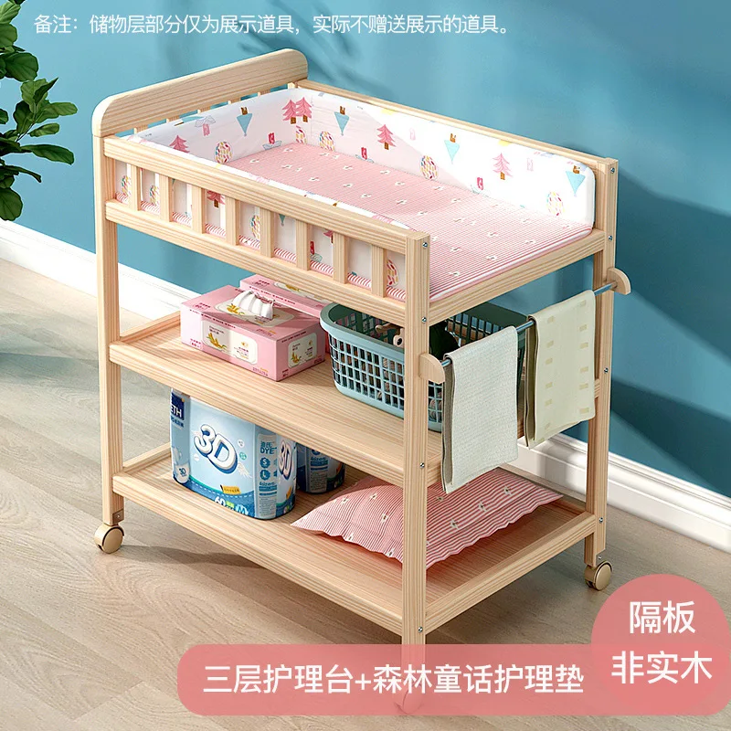 Mesas para cambiar pañales, mesa para el cuidado del bebé de madera maciza, baño de masaje, cambiador multifuncional integrado para cama de bebé - imagen 2