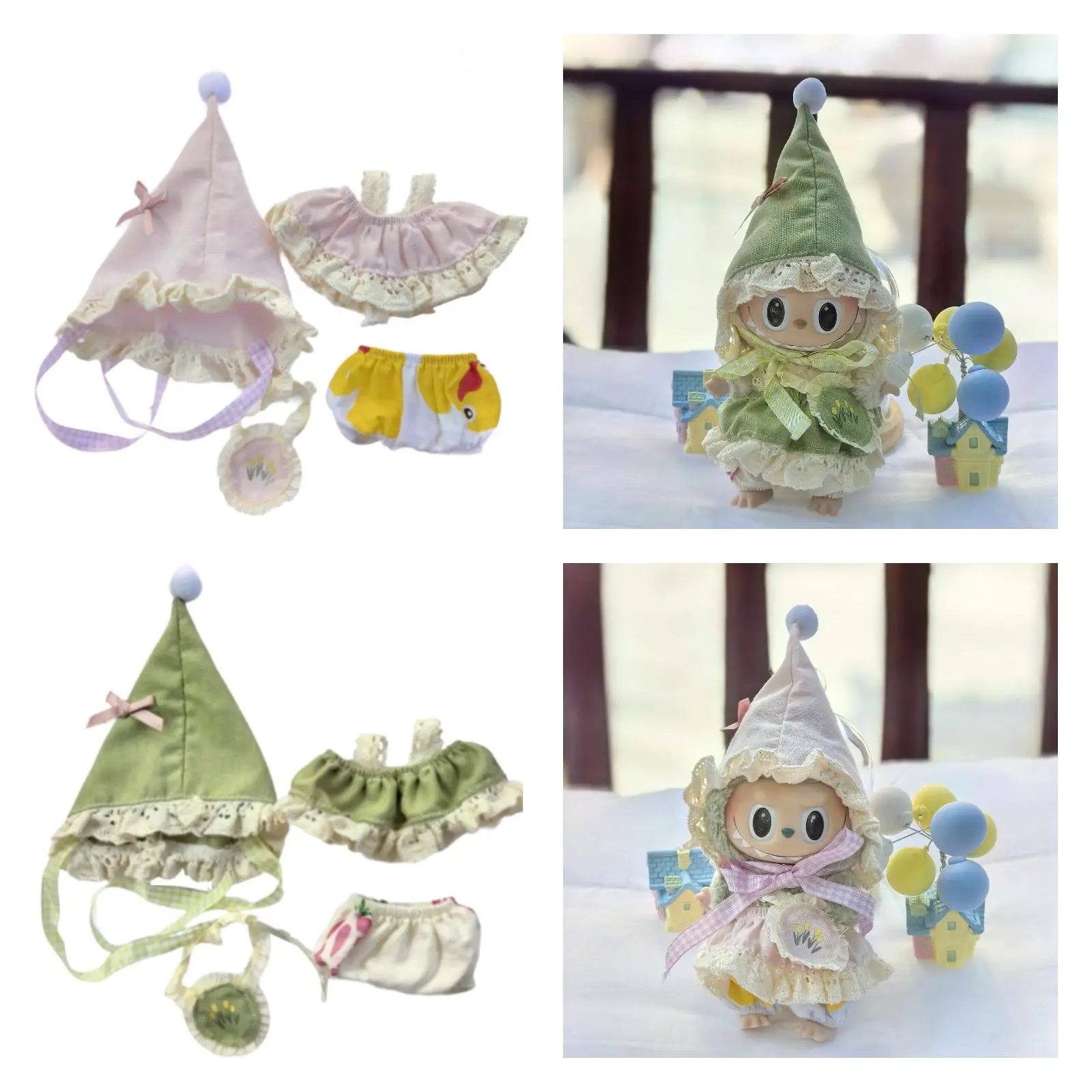 4Pcs Fashion Dolls Elf Clothes and Pants Hat Bag Accessories Handmade Clothing for 17cm Dolls Birthday Gifts Halloween Gifts
