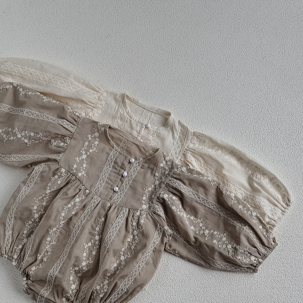 Milangel-body bordado de una pieza para bebé y niña, ropa de manga abombada - imagen 3