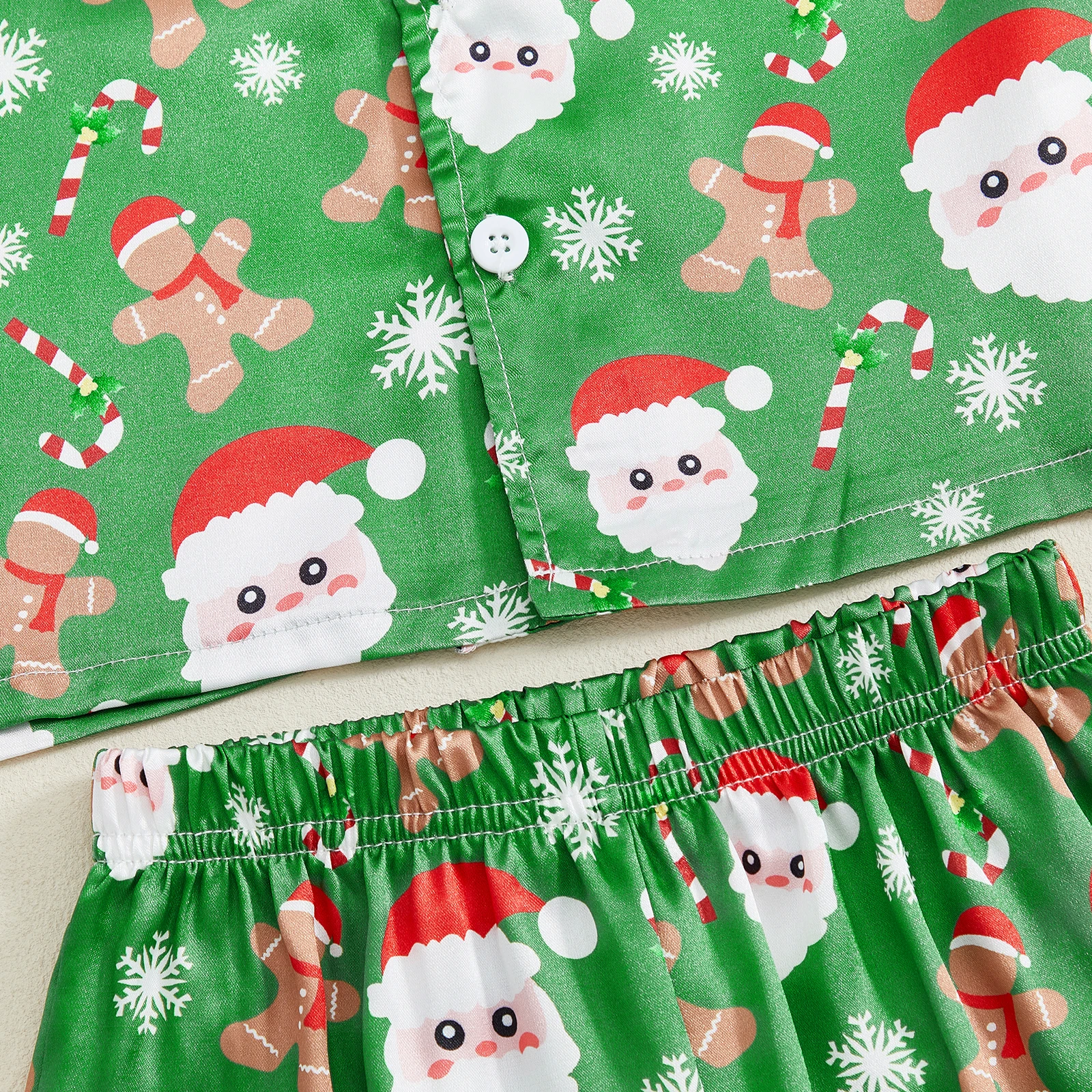 Pijama navideño infantil de niña con Papá Noel y pantalón elástico - imagen 3