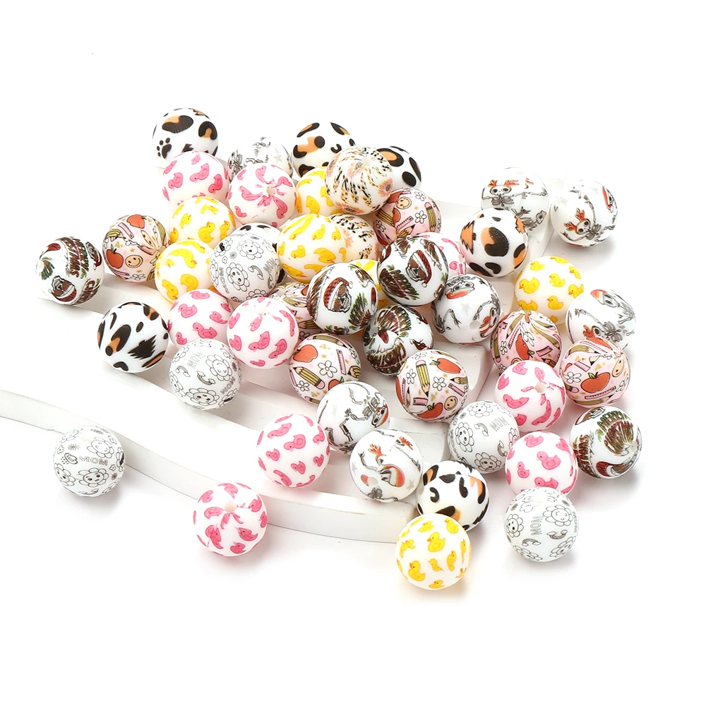 Cuentas de silicona de grado alimenticio para dentición de bebé, collar redondo de 15mm, cadena de chupete, cuentas de dentición, cuentas de Bpa, 10 piezas - imagen 3