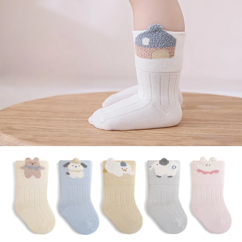 3 pares de calcetines de algodón para bebé, bonitos calcetines con diseño de animales de oso de dibujos animados para niños, calcetines para recién nacidos, calcetines bonitos y gruesos para bebés
