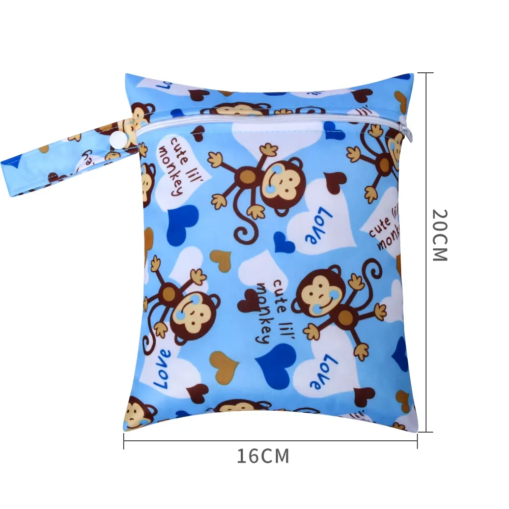 Bolsa húmeda impermeable con impresión Digital de 16*20CM, bolsa de almacenamiento Menstrual reutilizable con bolsillo para maquillaje de lápiz labial, cierre de cremallera - imagen 4