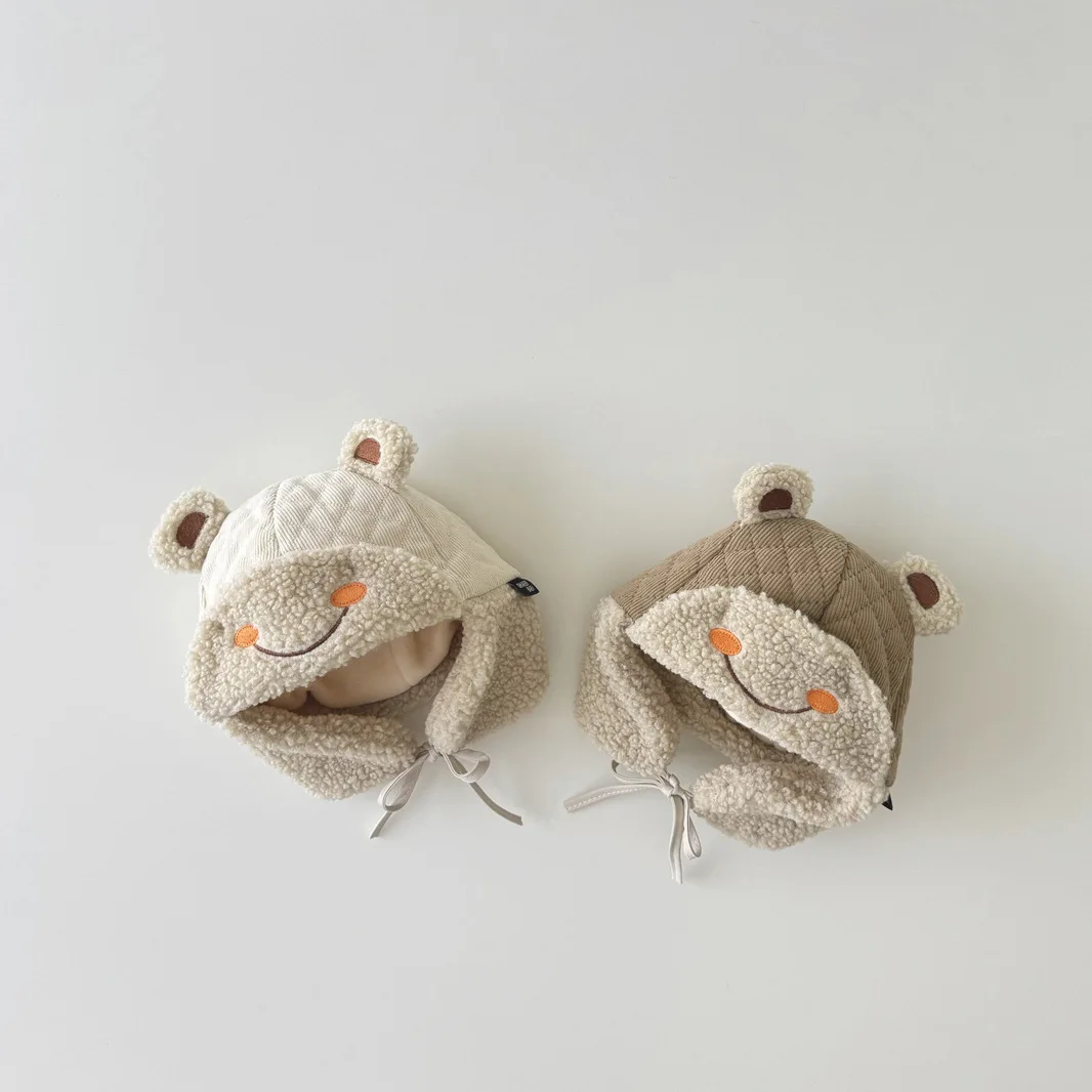 Gorro cálido de invierno para bebés recién nacidos, niños y niñas, gorro con protección para los oídos para bebés, gorros a prueba de viento para exteriores de Color sólido para niños pequeños - imagen 3