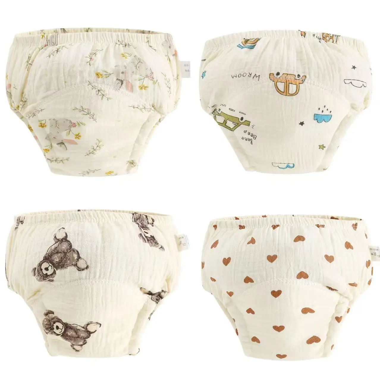 Pantalones entrenamiento bebé muselina algodón orgánico impermeables