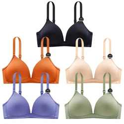 Sujetador cómodo de color sólido con escote en V profundo para mujer