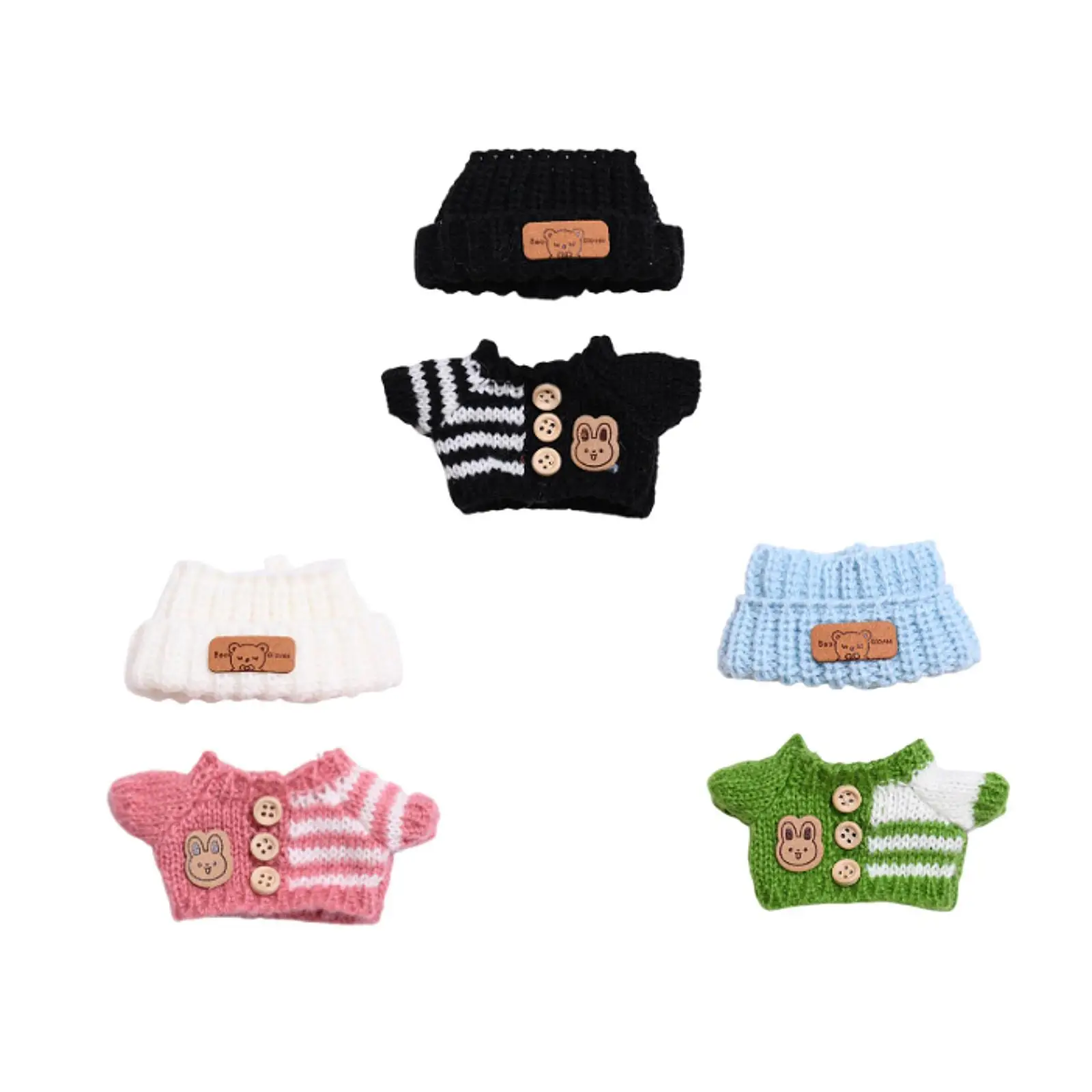 2x Fashion Dolls Sweater and Hat Dress up Adorable Doll Accessories Clothing Handmade Clothing for 15-17cm Dolls Birthday Gifts