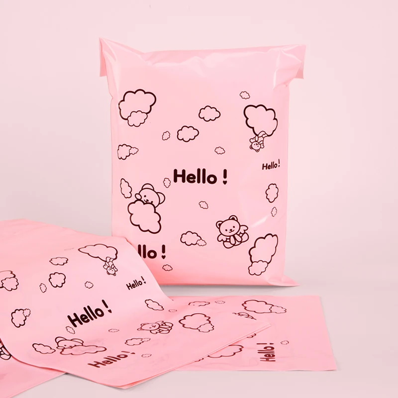Bolsa de regalo de mensajería de osito pequeño, bolsa de correo exprés, bolsas de embalaje de envío para tienda, paquete de ropa autosellado, 10 Uds.