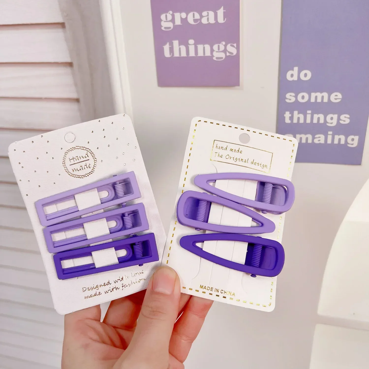 3 unids/set de Clips BB morados para niñas, pinzas para el cabello con forma de estrella básica dulce y bonita para niñas, sombreros para niños, tocado, accesorios para el cabello - imagen 4