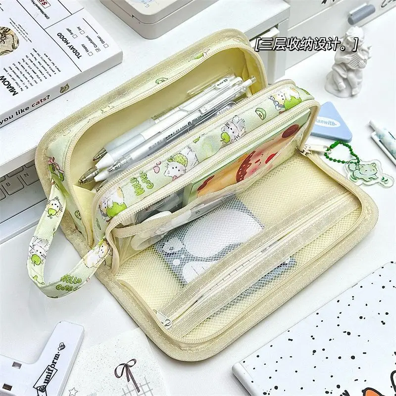Estuche para lápices gatito y manzana verde - PVC multicapa escolar - imagen 2