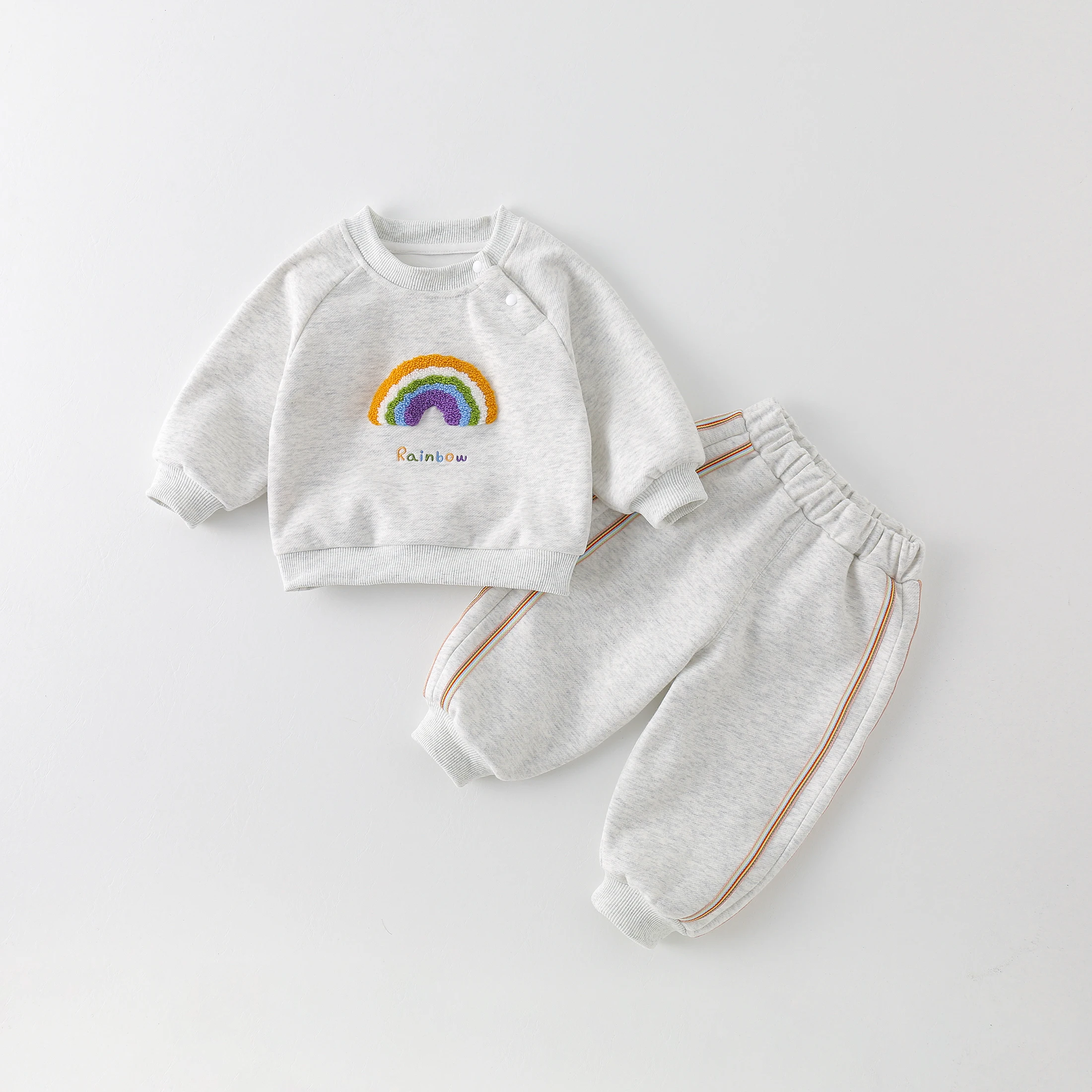 Conjunto bebé sudadera capucha y pantalón arcoíris bordado 9m-3Y