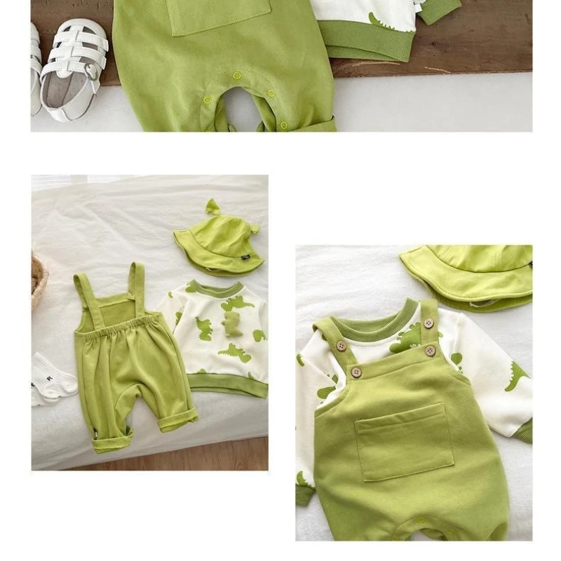 Mameluco unisex para bebé, primavera y otoño, sudadera infantil de dinosaurio de dibujos animados y traje general de manga larga para exteriores para Halloween - imagen 5