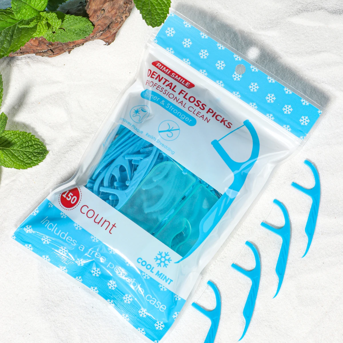 1050/600/300/150/30PCS Blue Mint Big Mouth Flosser - Viene en una bolsa con una caja de transporte, regalo gratis - La caja de transporte es sellada - imagen 4