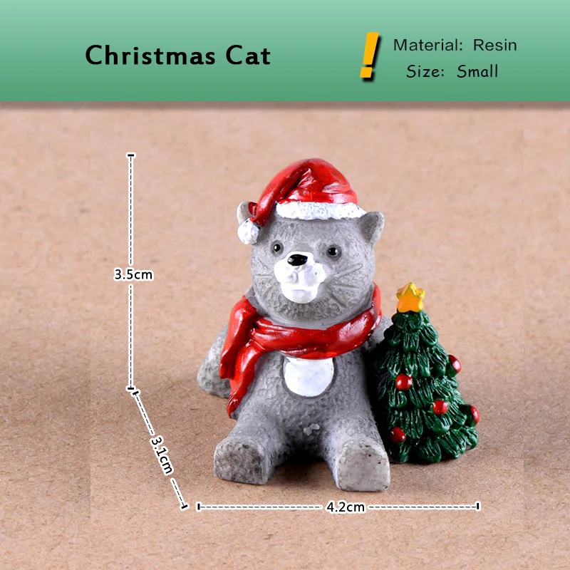 Figurita en miniatura de animales Zakka de Navidad, figura de gato, cerdo, rana, pastel para el hogar, decoración de escritorio, Mini adorno de jardín, regalo de Festival de resina - imagen 3