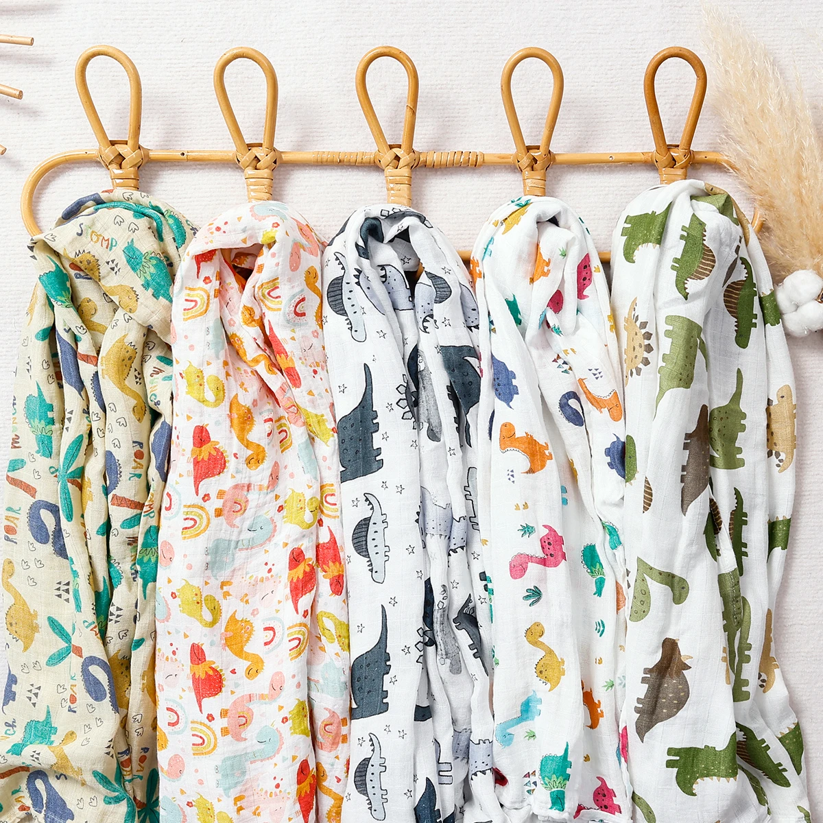 HappyFlute, nueva manta para dormir multifunción con estampado de dinosaurio de una pieza, tela de algodón de bambú suave, envoltura para bebé recién nacido