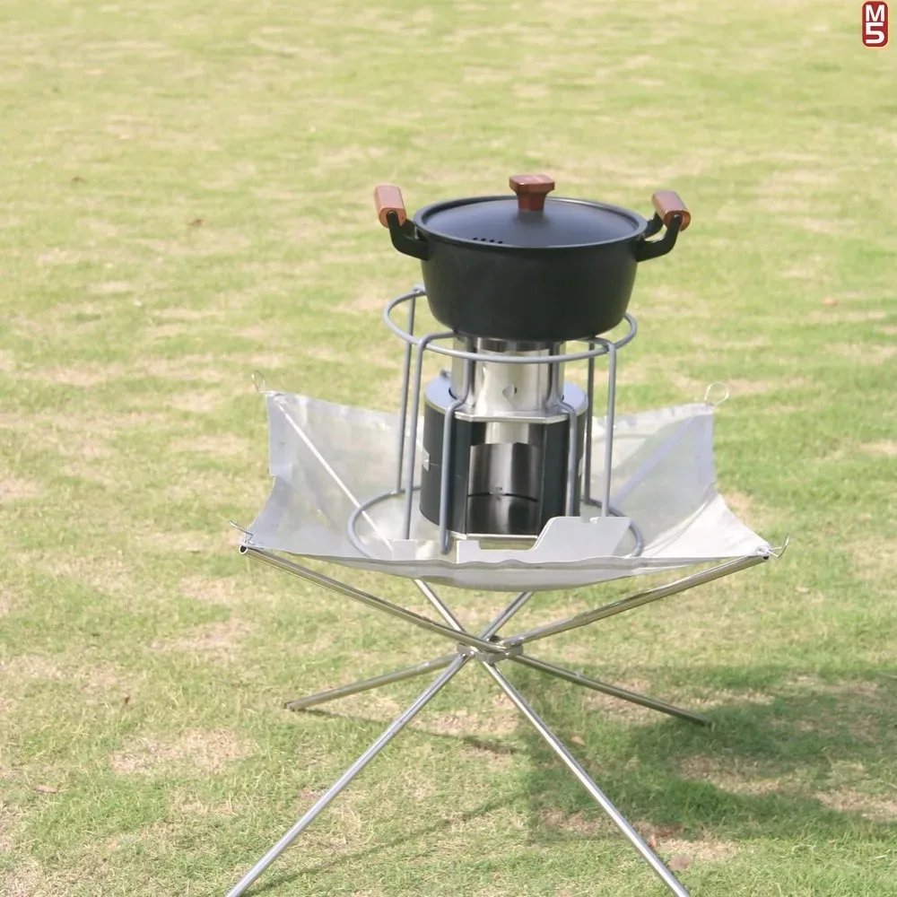 304 de malla plegable de acero inoxidable, fogata, barbacoa, hoguera, juego de estufa de cocina, equipo al aire libre, fogón de Camping - imagen 4