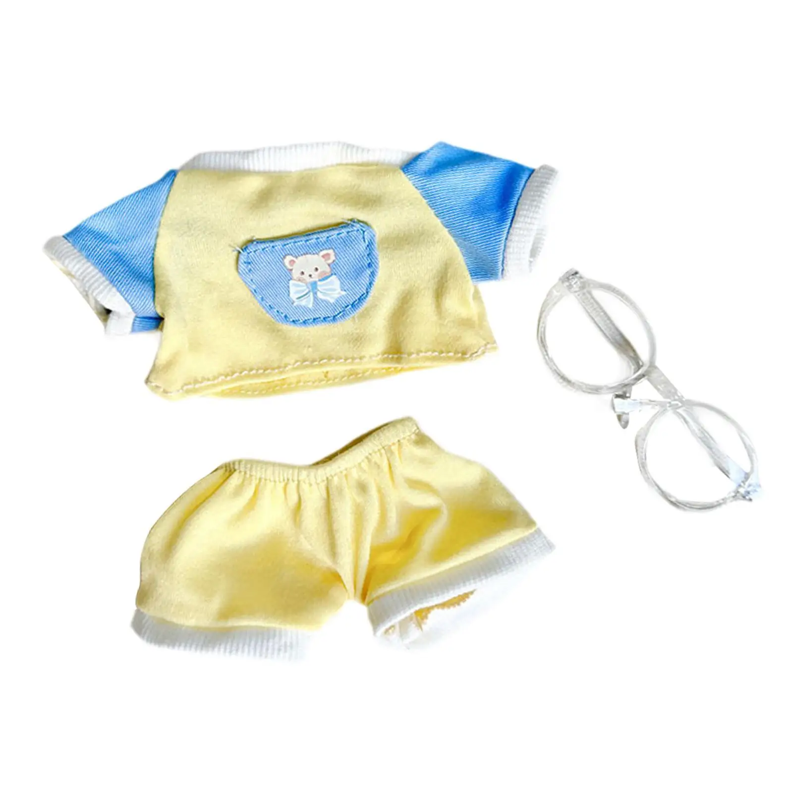 20cm Doll Clothes Doll Top Pants with Glasses Accseeory Costume Accessories Not Shoes
