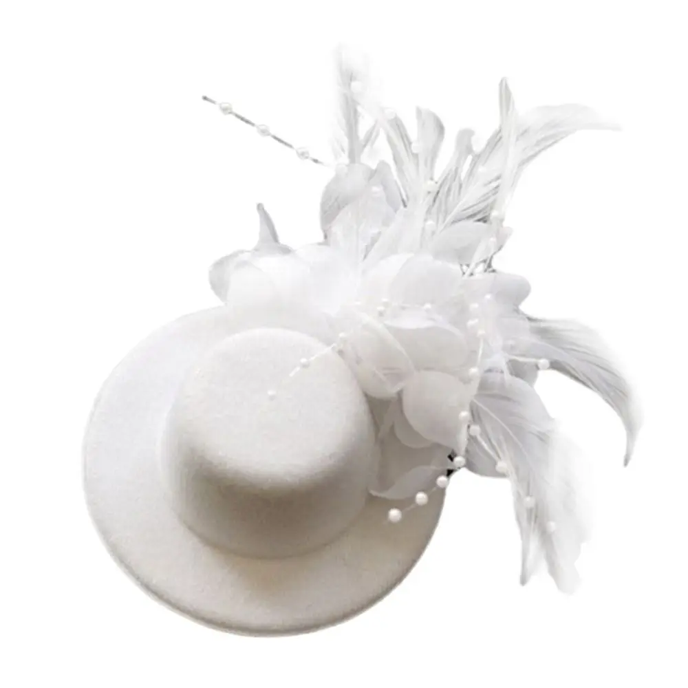 Sombrero pillbox infantil con flores y plumas, para fiestas - imagen 3