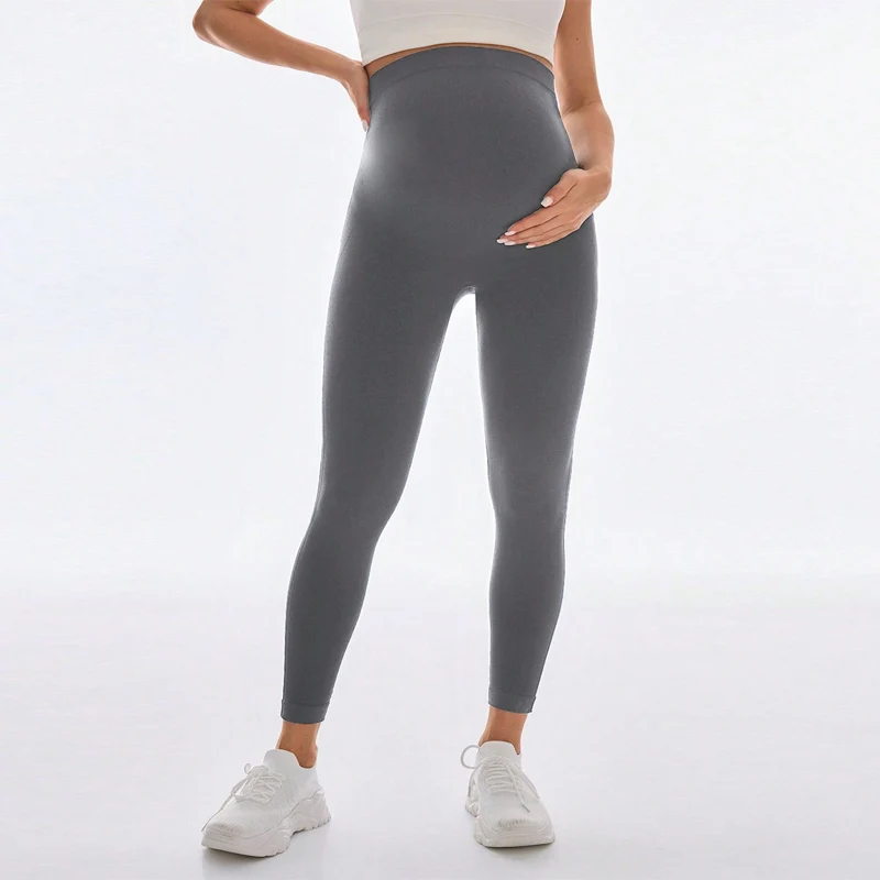 Leggings de Yoga sin costuras para maternidad, soporte para el vientre, ropa informal antideslizante para deportes al aire libre, pantalones para mujeres embarazadas para primavera, verano y otoño - imagen 5