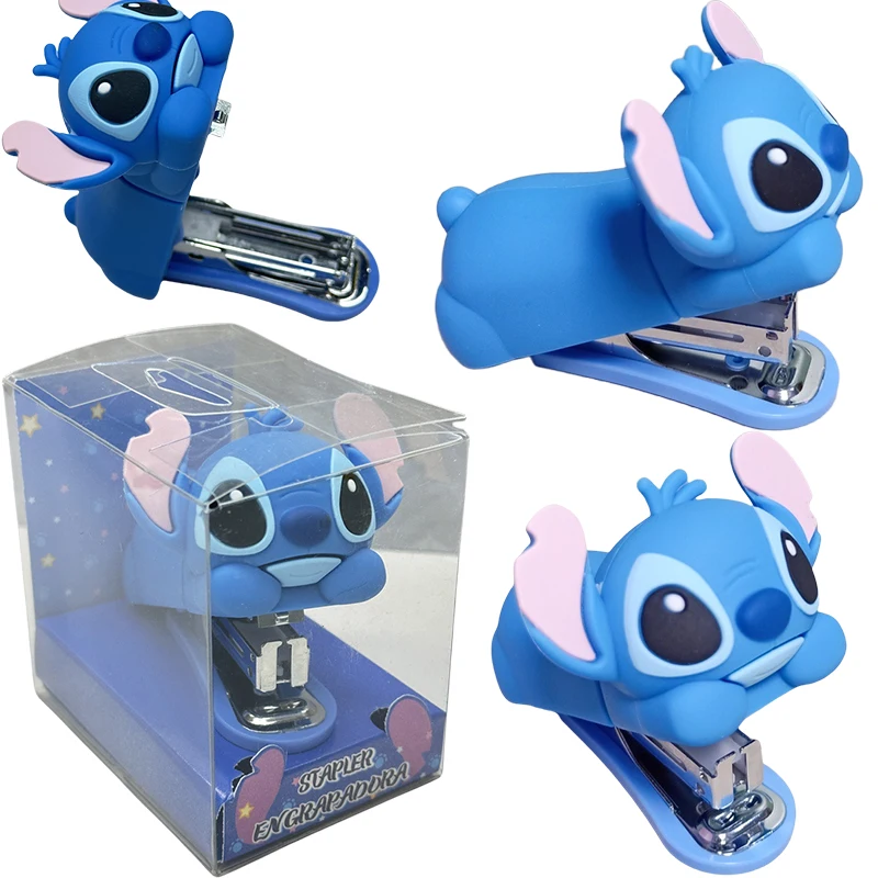 Mini grapadora de punto de Disney, grapadora portátil de dibujos animados de Anime, máquina de encuadernación de papel, papelería de moda, suministros de oficina