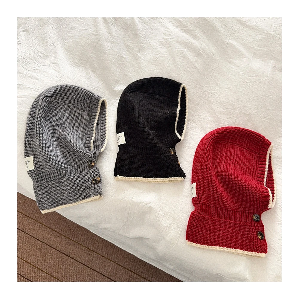 MILANCEL nuevo gorro de punto de invierno para niños 2-6T bufanda de bloqueo de Color y gorro de una sola pieza gorro cálido para niñas - imagen 3