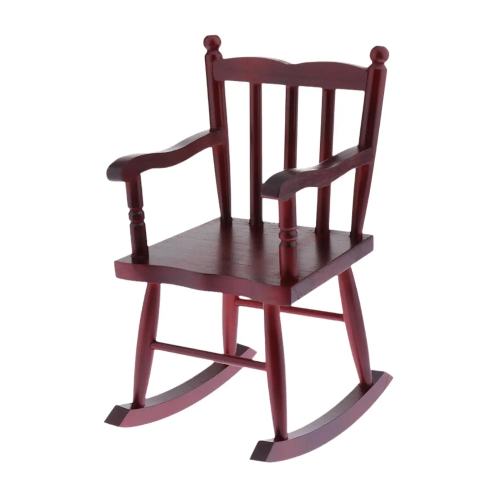 BJD Wooden Doll Furniture Miniature Wooden Doll Rocking Chair Decor