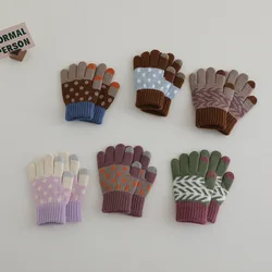 Guantes retro de Jacquard con felpa para niños – Invierno