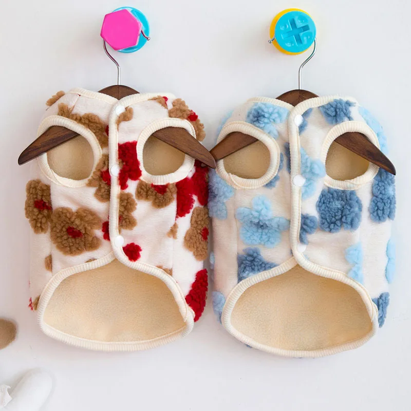 Ropa para perros, abrigo sin mangas con flores rojas y azules de invierno, chaqueta para perros pequeños, Chihuahua, perro salchicha, disfraz para niño y niña, chaleco para cachorro - imagen 2