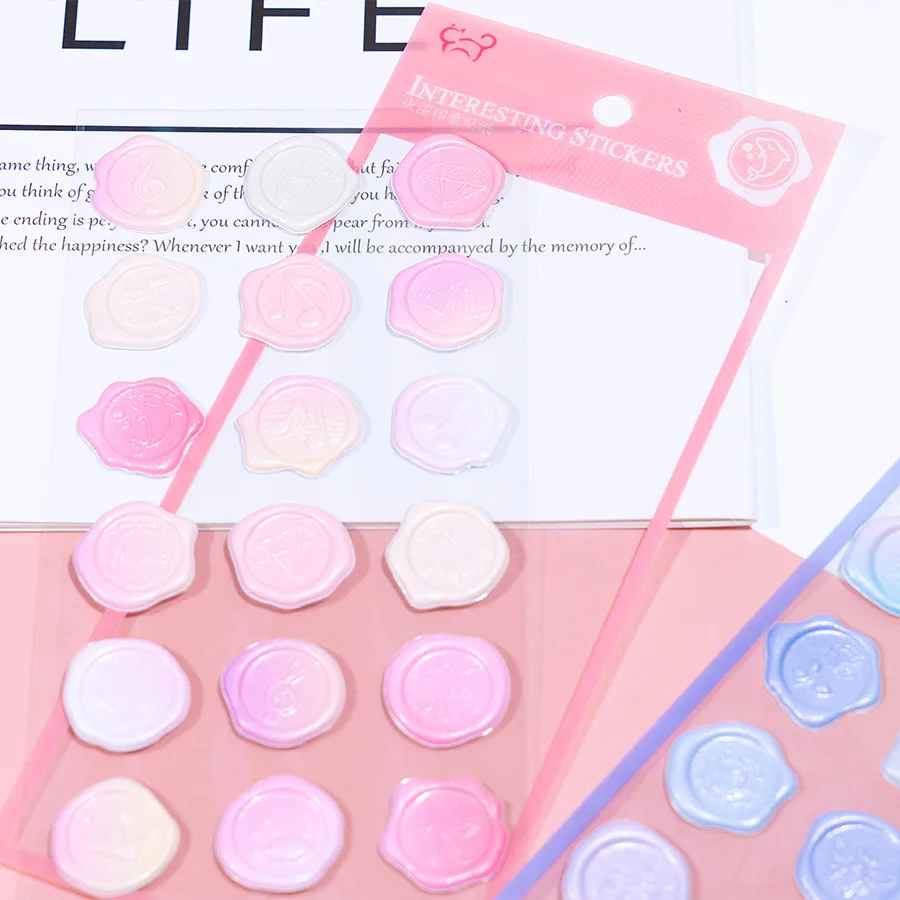 Pegatinas de sello de cera para álbum de recortes, decoración de diario, planificador, papelería coreana, etiquetas de sellado de sobre, 1 unidad - imagen 4