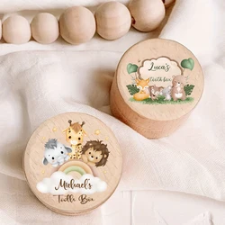 Caja cordón umbilical Safari madera personalizada – Regalo nacimiento