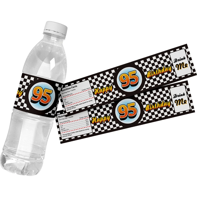 6 uds Pixar Cars Lightning McQueen envolturas para botellas de agua etiquetas etiquetas de feliz cumpleaños pegatinas decoración de fiesta de feliz cumpleaños para niños - imagen 2