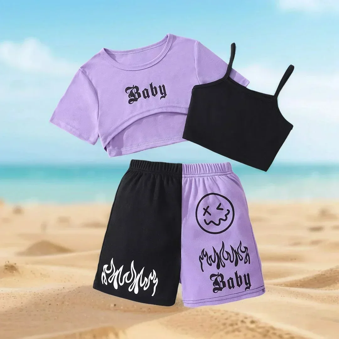 Conjunto de ropa deportiva para niños y niñas, ropa de moda para adolescentes, trajes informales para niñas de 8 a 12 años, verano 2024 - imagen 5