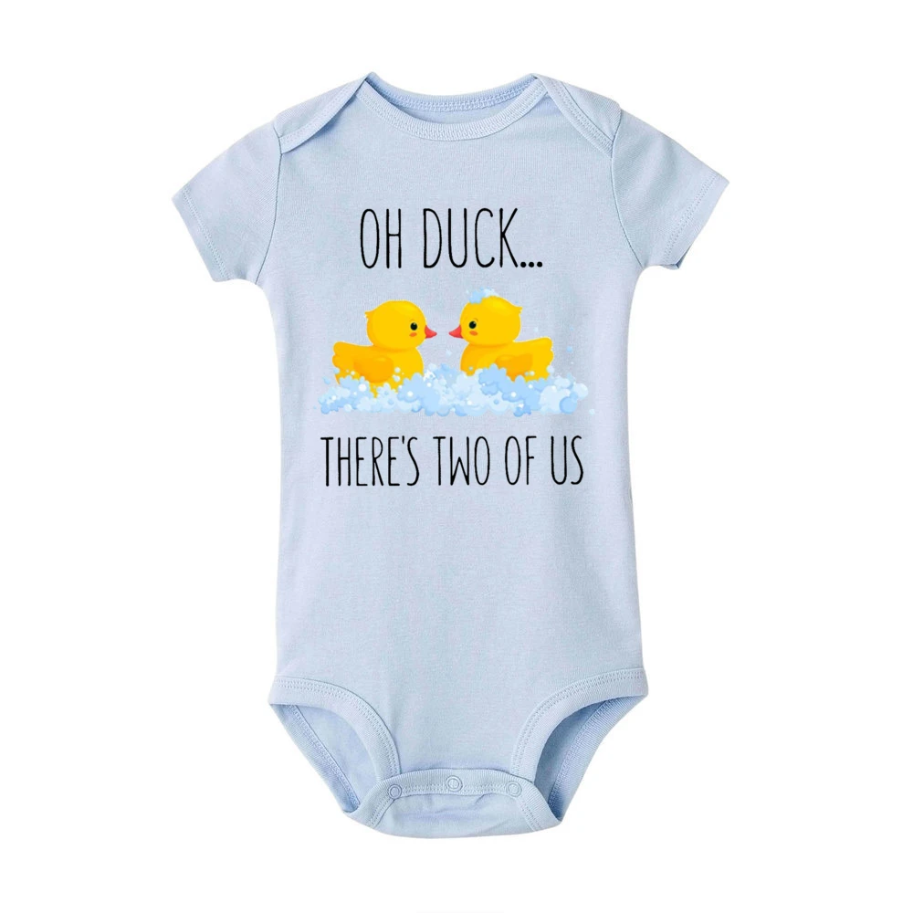 Oh Duck There's Two of Us Print Baby Bodysuit Funny Twins Clothes Newborn Short Sleeve Romper Cute Twin Outfit Toddler Jumpsuit - imagen 4