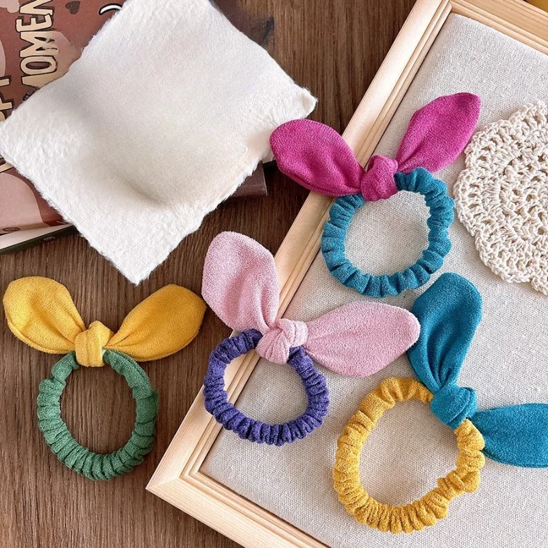 Coleteros para niña con orejas de conejo y color bloque coreano - imagen 3