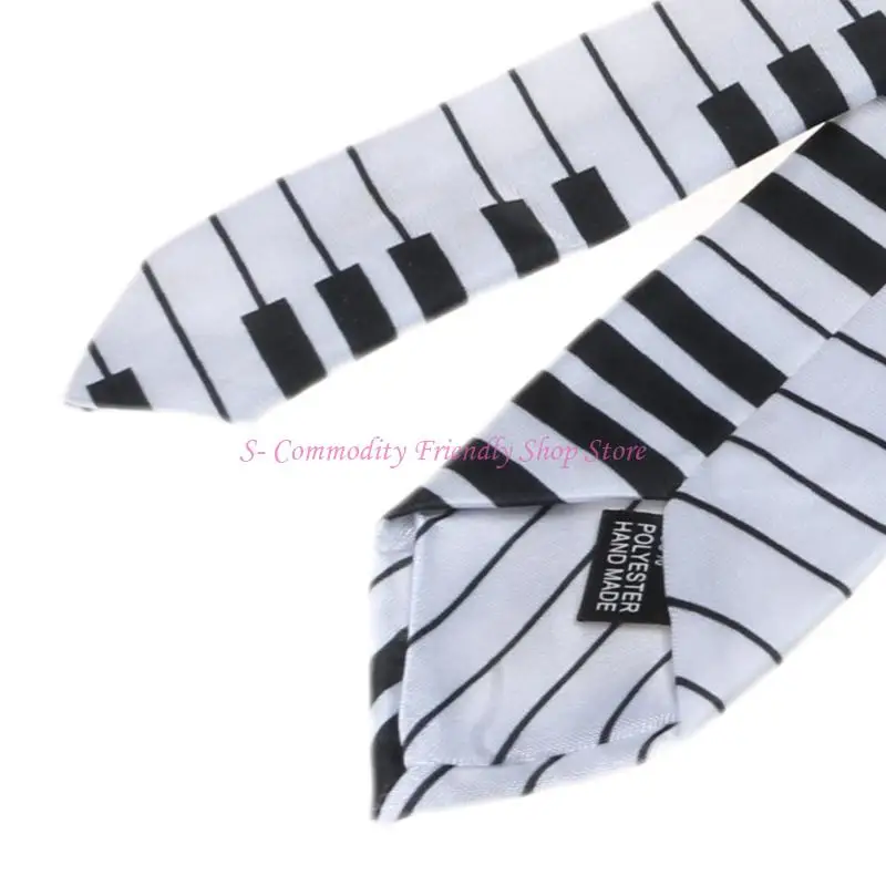 85AE Corbata clásica de piano blanco y negro para hombre - imagen 5
