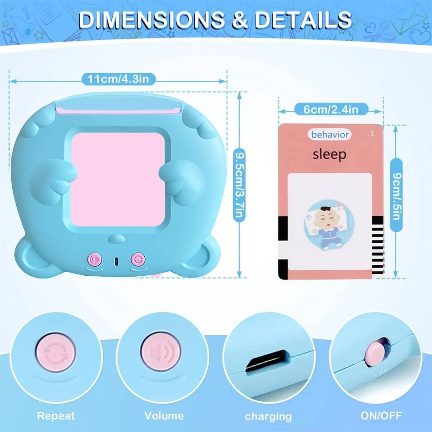 Tarjetas Flash parlantes, juguetes sensoriales Montessori para autismo, palabras visuales, juguetes educativos para terapia del habla para niños pequeños, regalos de navidad - imagen 3