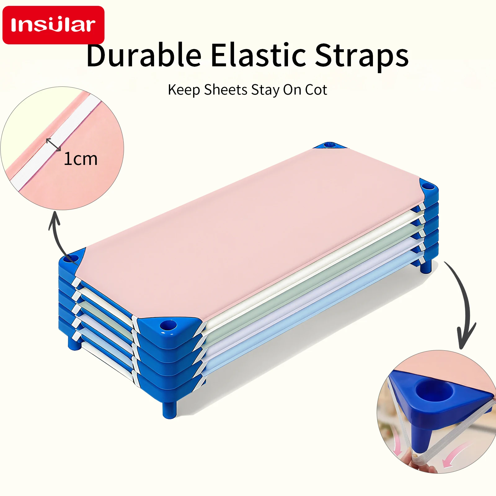 Sábana bajera para jardín de infantes con ventilación, cuerda suelta y ajustada, funda para cuna de siesta para niños, Sábana portátil de 4 esquinas, bandas de goma - imagen 2
