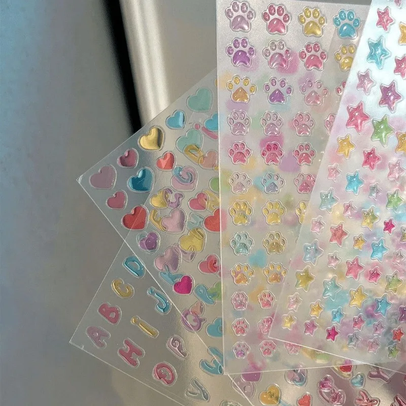 Nueva pegatina de estrella de macarrón de gelatina transparente, portalápices DIY de amor, taza de agua, decoración Ccd, papelería japonesa
