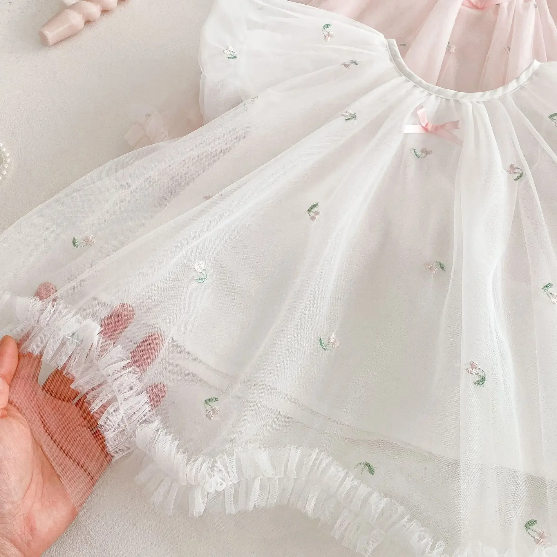 MILANCEL Vestido princesa tul bordado cumpleaños para niña – Verano - imagen 5