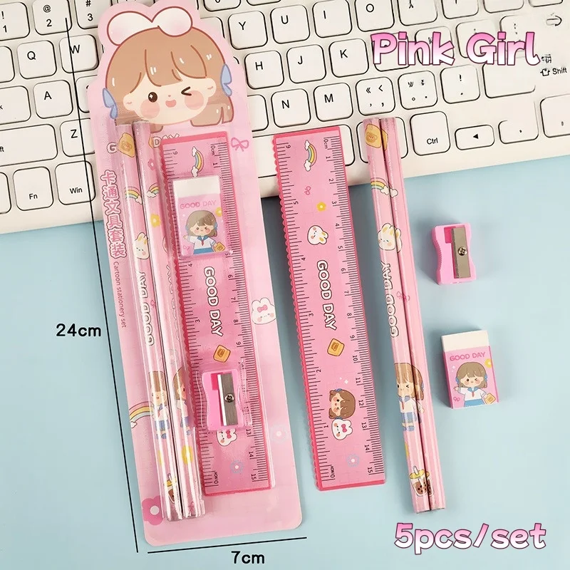 5 unids/set lindo lápiz de dibujos animados papelería conjunto niños estudiante volver a la escuela suministros de papelería Premio Kawaii para niños - imagen 4