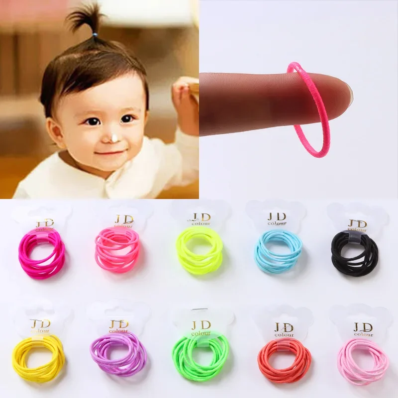 Ligas y diademas elásticas coloridas circulares para cabello infantil