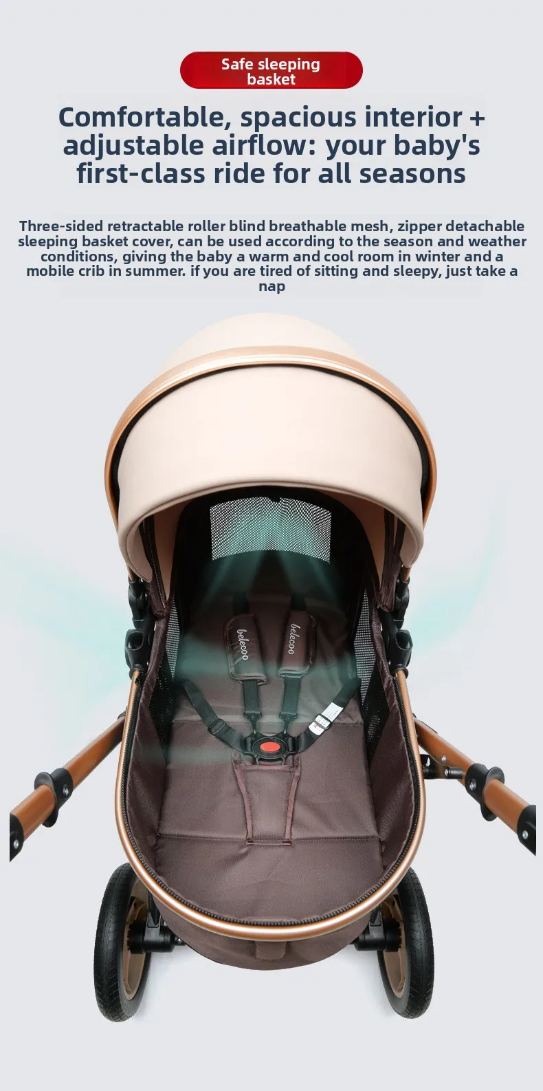 Cochecito Asiento bidireccional y carrito ligero plegable que absorbe los golpes - imagen 2