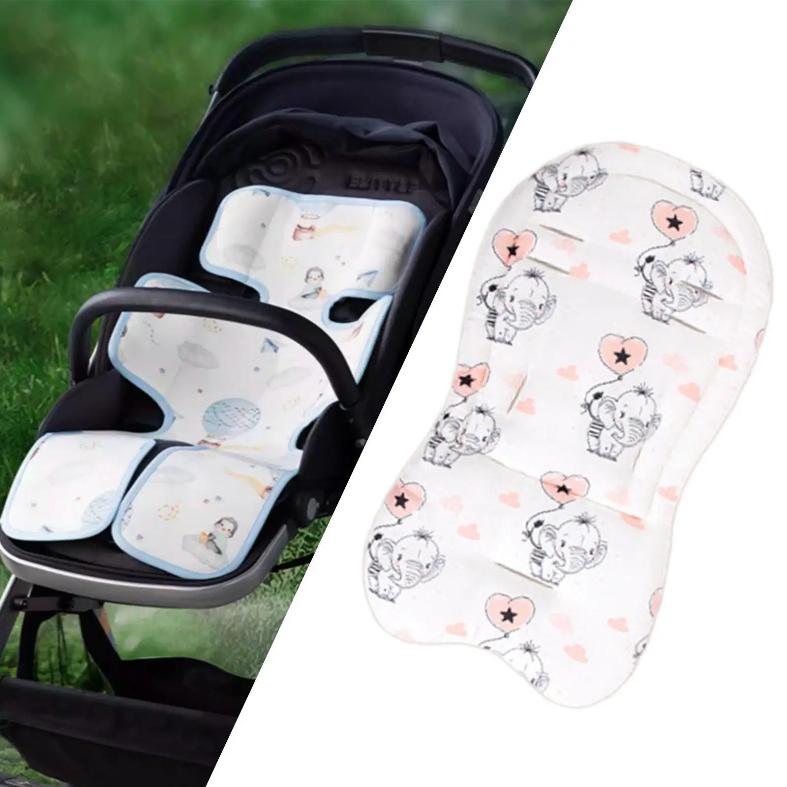 Infants Car Seats Insert Baby Stroller Cushion Breathable Cute Pattern Soft High Chair Pad Head Body Supports for Bouncer Baby