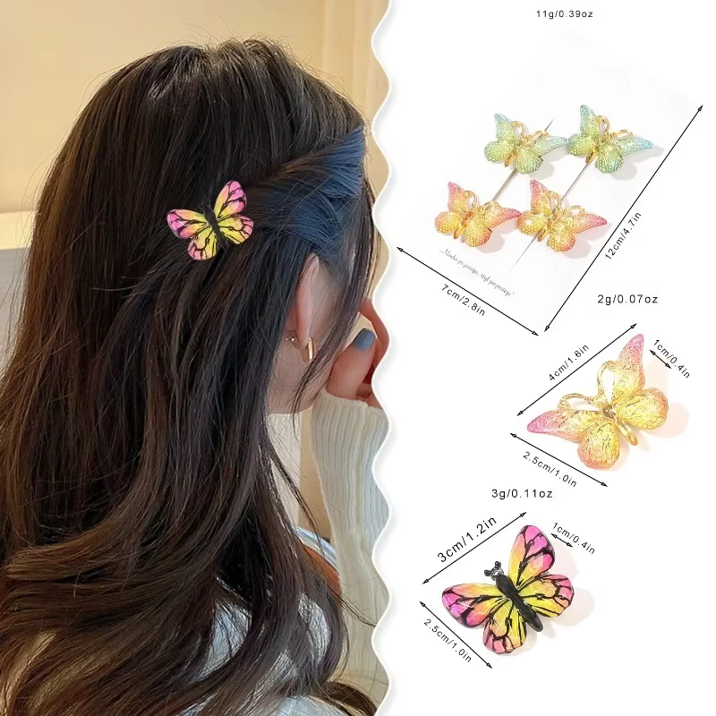 Pinzas mariposa y leopardo degradado para niña – Clips pico de pato - imagen 3