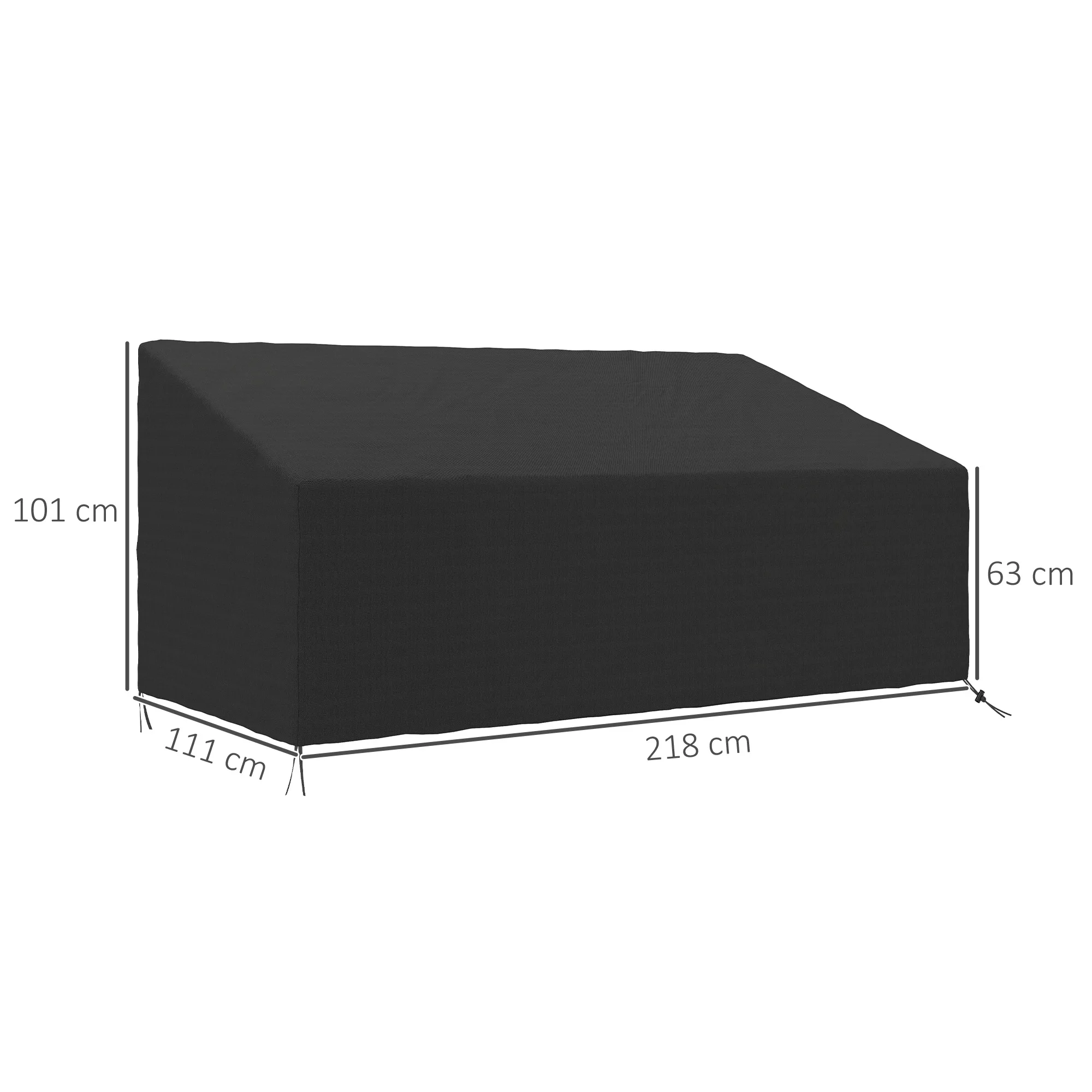 Outsunny Funda para Banco de Jardín 3-4 Plazas, Funda Sofá Exterior Impermeable, Tela Oxford 600D con Recubrimiento Resistente a los Rayos UV y al Polvo, 218x111x63/101 cm para Patio, Terraza, Negro - imagen 3