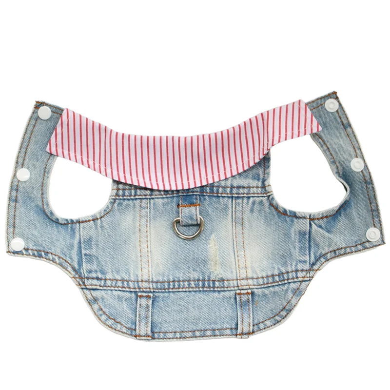 Chaqueta vaquera para perros pequeños y medianos, gatos, niños y niñas, trajes para mascotas, chaleco vaquero desgastado para Shih Tzu Chihuahua Yorkie Teacup - imagen 5