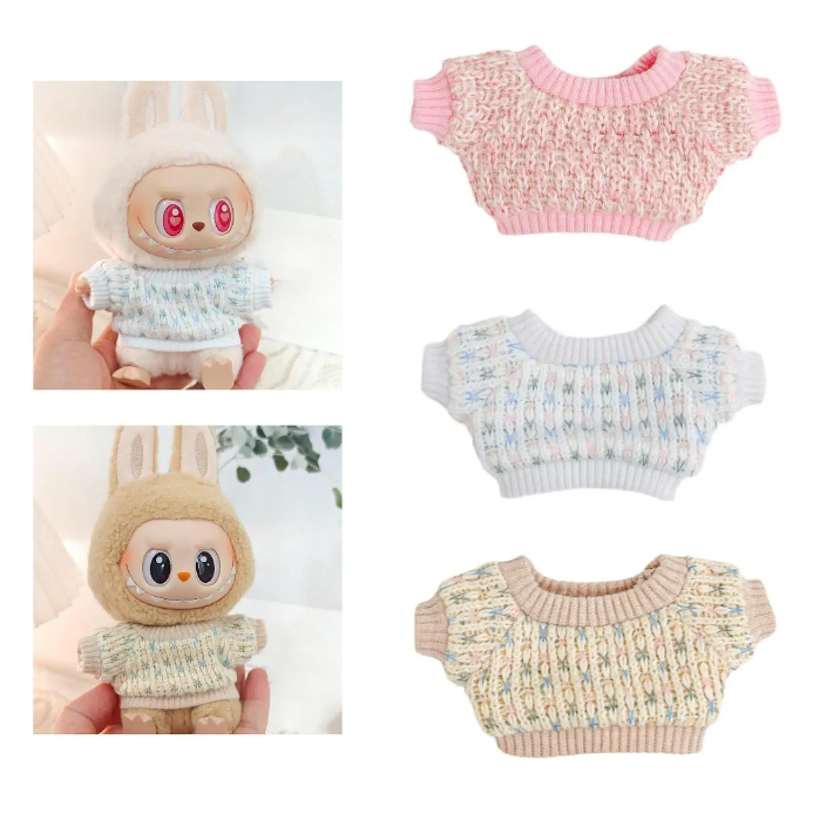 Doll Sweater Plush Figure Clothing Fashion for Little Girls Photo Props DIY Educational Dress up Costume for 5.91inch Doll