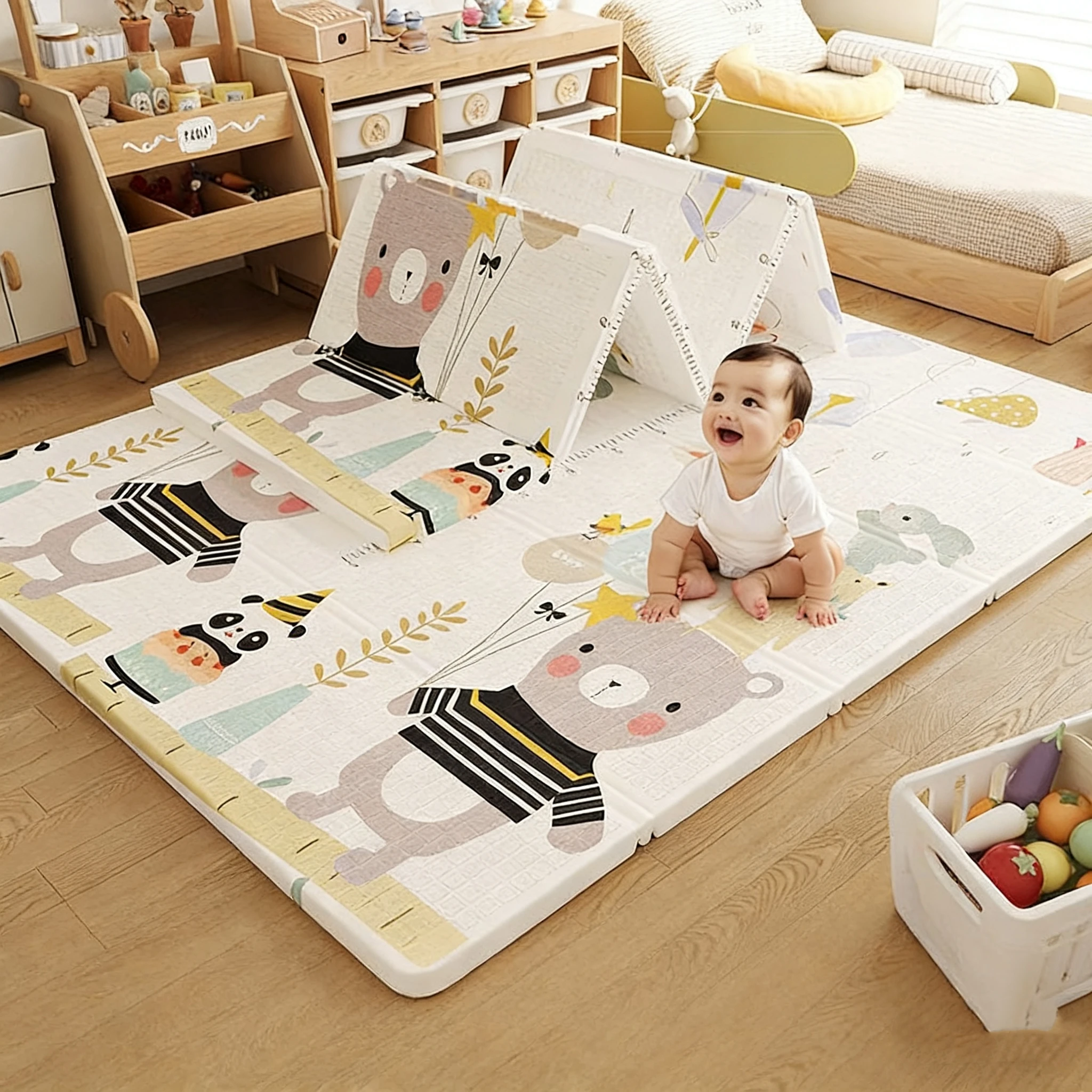 Alfombra de juego plegable para bebés – Impermeable y doble cara
