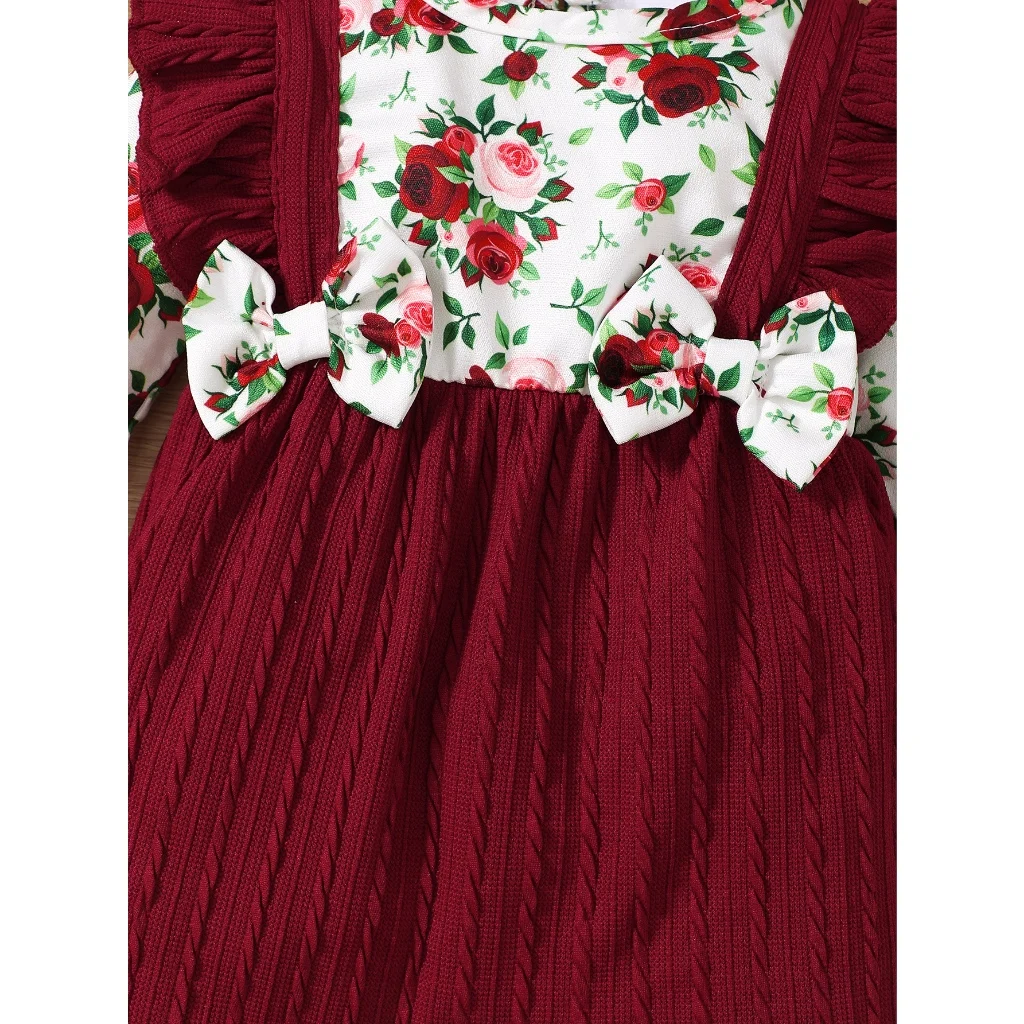 Disfraces de Navidad para niña, pelele de otoño/invierno para bebé de 0 a 18 meses, mono rojo de manga larga, estilo princesa, oruga para bebé - imagen 3